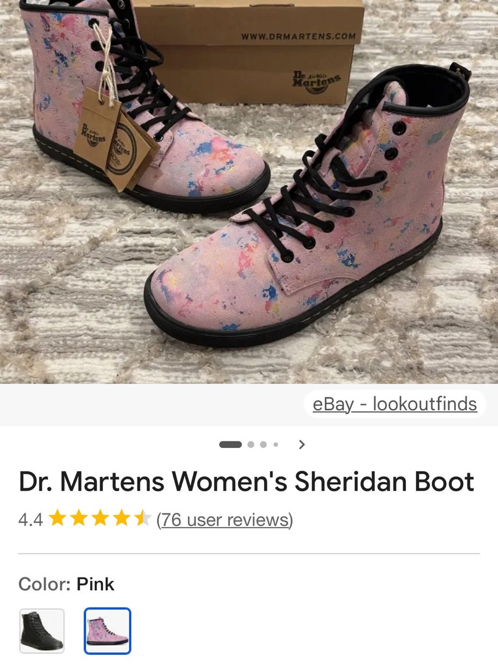 Dr. Martens Pink Paint-Splatter Lace-Up Boots